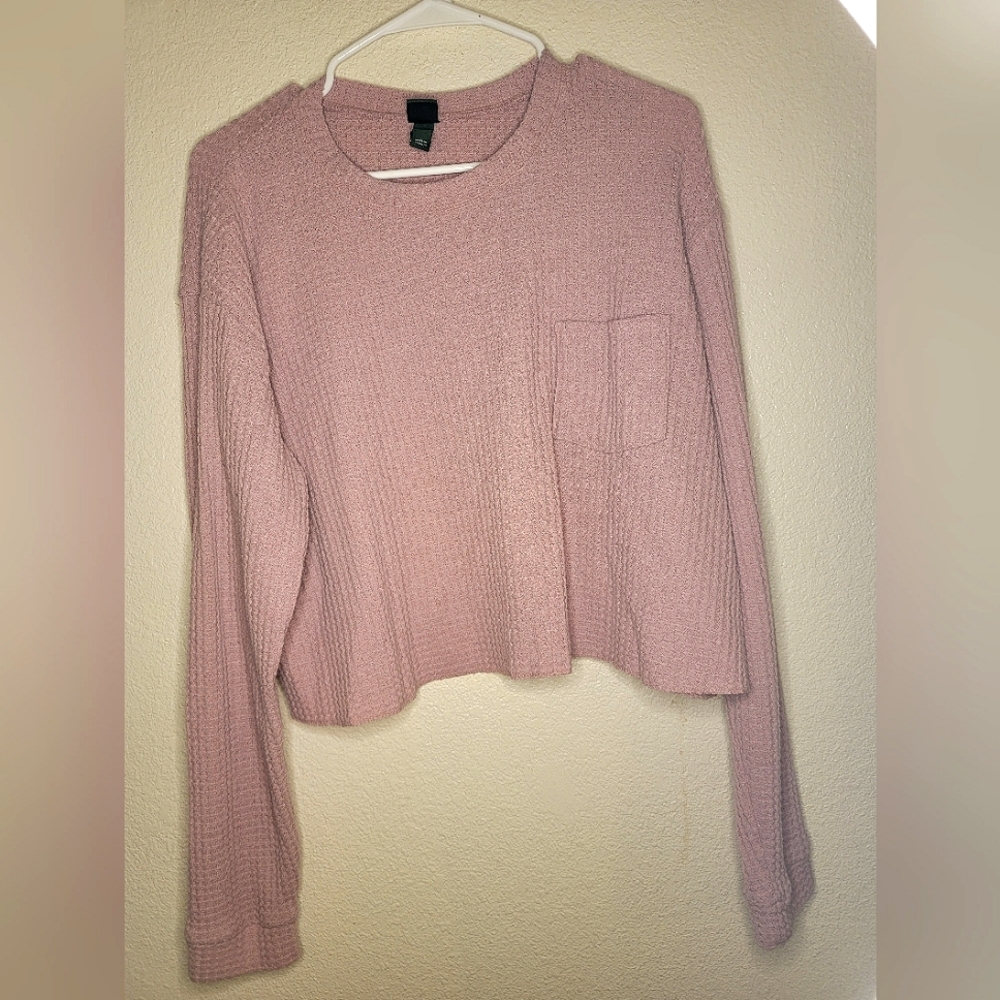 Waffle Knit Cropped Sweater